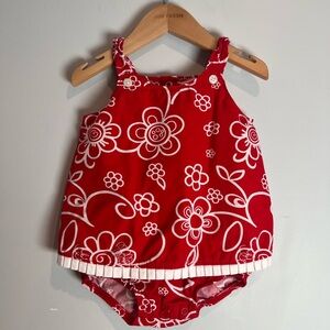 Carter’s Red & White Floral AOP Bubble Romper Summer 6M Baby Girl